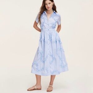 Kate Spade Blue and White Striped Midi Dress